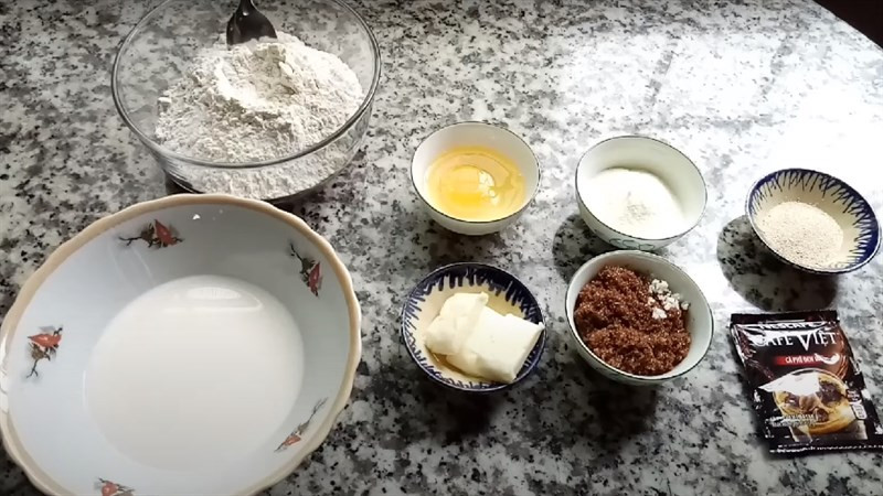 Nguyên liệu làm bánh mì nướng bơ cà phê